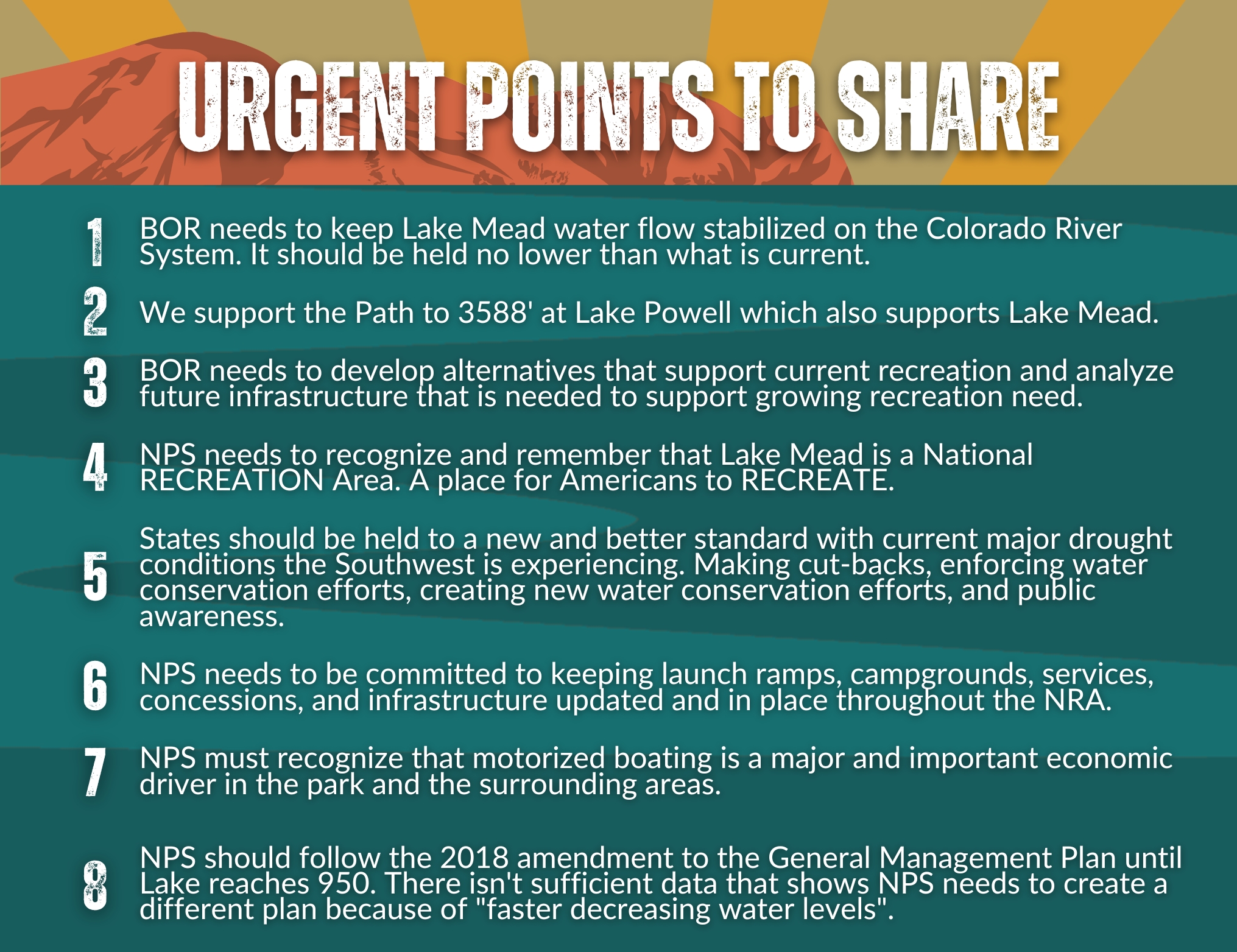 Urgent points to share to save Lake Mead